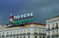 Tio pepe landmark neon sign in madrid